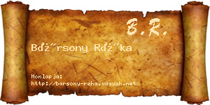 Bársony Réka névjegykártya